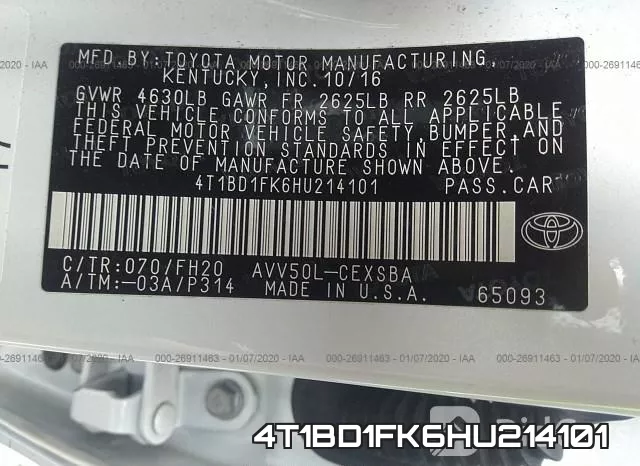 4T1BD1FK6HU214101 фото 7