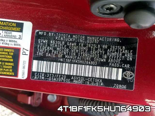 4T1BF1FK5HU764903 фото 2