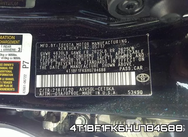 4T1BF1FK6HU784688 фото 6