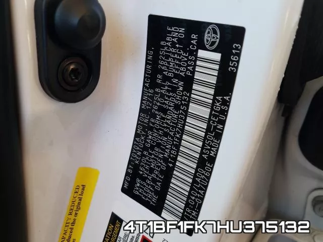 4T1BF1FK7HU375132 фото 2