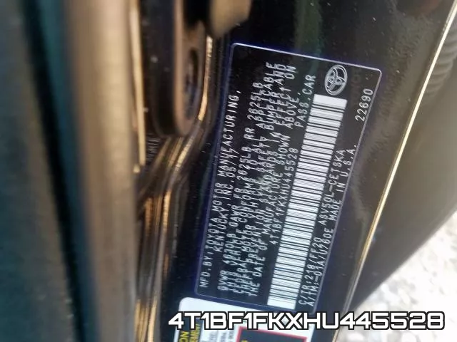4T1BF1FKXHU445528 фото 2