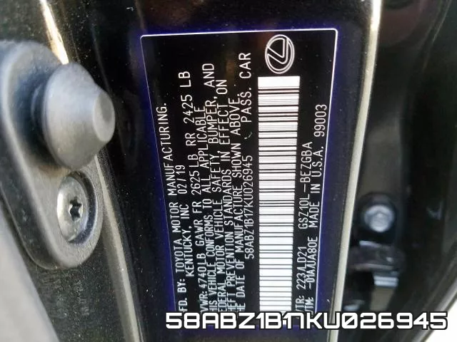58ABZ1B17KU026945 фото 2