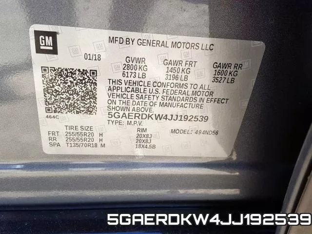 5GAERDKW4JJ192539 фото 2