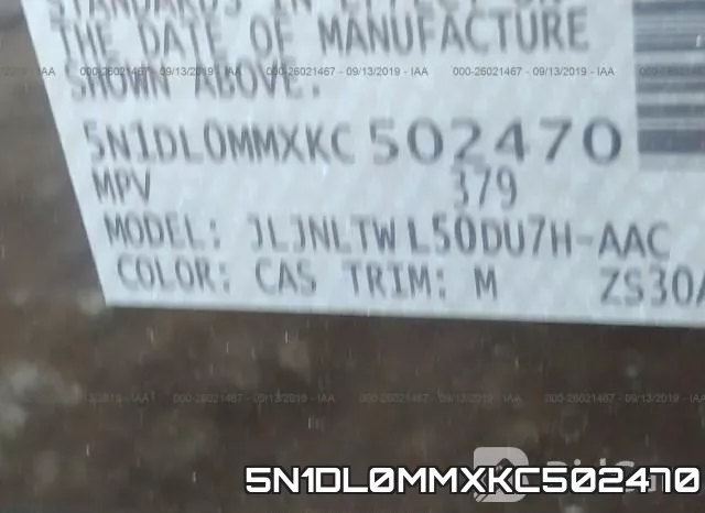 5N1DL0MMXKC502470 фото 5