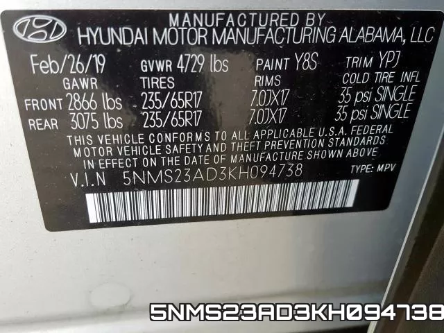 5NMS23AD3KH094738 фото 2
