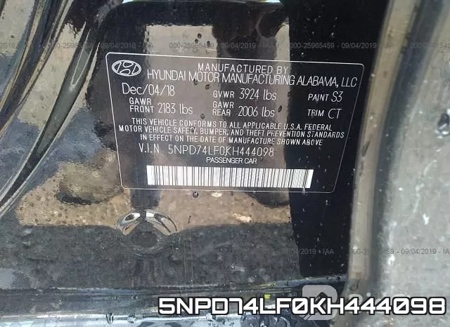 5NPD74LF0KH444098 фото 8