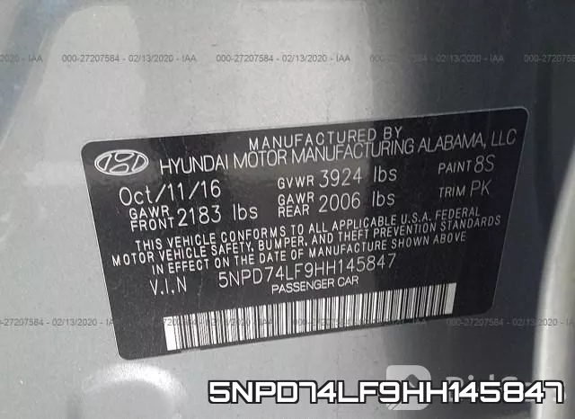 5NPD74LF9HH145847 фото 5