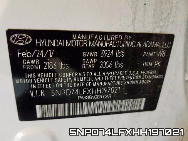 5NPD74LFXHH197021 фото 2