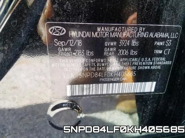 5NPD84LF0KH405685 фото 2