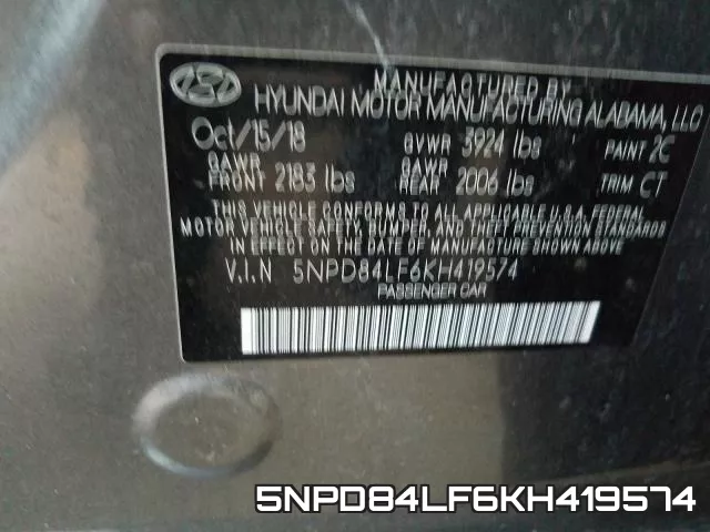 5NPD84LF6KH419574 фото 2