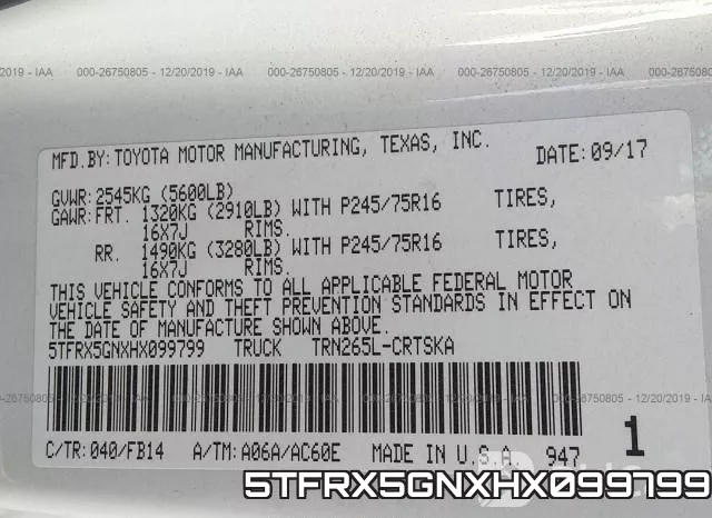 5TFRX5GNXHX099799 фото 9