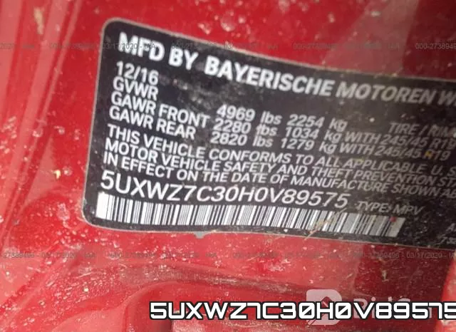 5UXWZ7C30H0V89575 фото 9