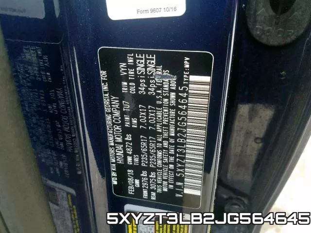 5XYZT3LB2JG564645 фото 2