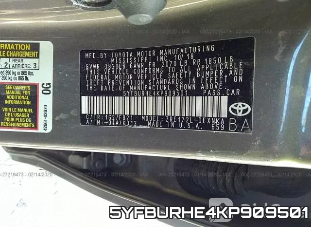 5YFBURHE4KP909501 фото 3