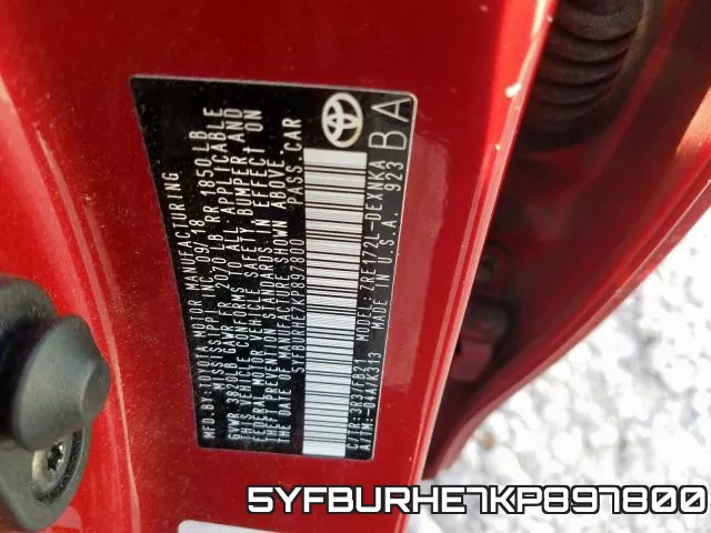 5YFBURHE7KP897800 фото 2