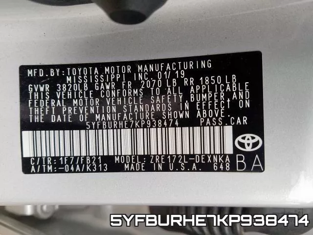 5YFBURHE7KP938474 фото 2