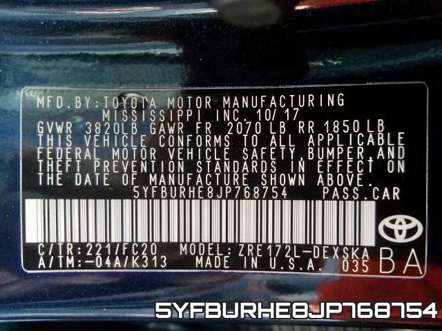 5YFBURHE8JP768754 фото 2