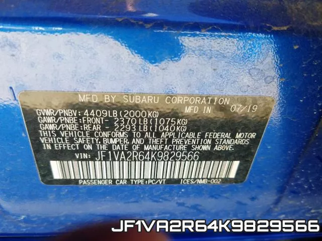 JF1VA2R64K9829566 фото 2