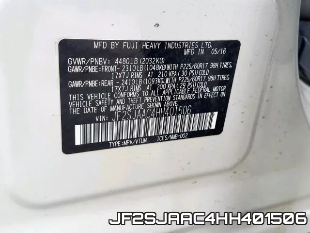 JF2SJAAC4HH401506 фото 2