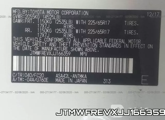 JTMWFREVXJJ166359 фото 10