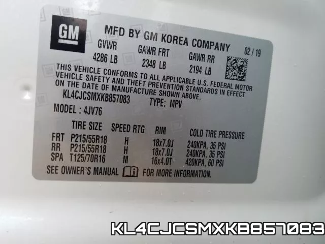 KL4CJCSMXKB857083 фото 2