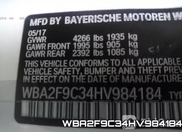 WBA2F9C34HV984184 фото 4