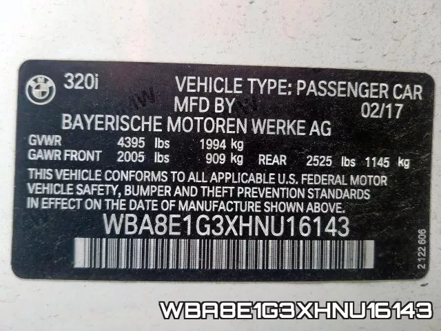 WBA8E1G3XHNU16143 фото 2