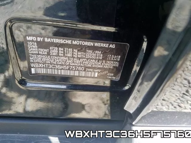 WBXHT3C36H5F75760 фото 2