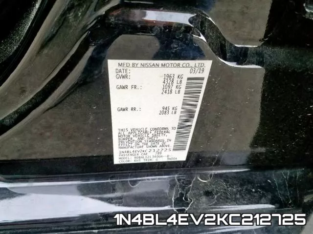 1N4BL4EV2KC212725 фото 2