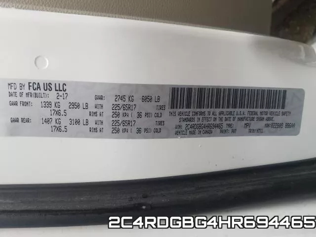 2C4RDGBG4HR694465 фото 2