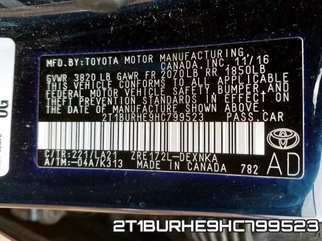 2T1BURHE9HC799523 фото 2