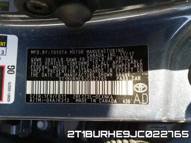 2T1BURHE9JC022765 фото 2