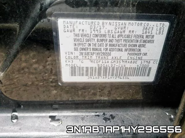 3N1AB7AP1HY296556 фото 2