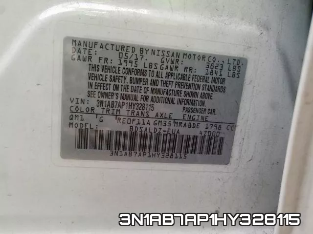 3N1AB7AP1HY328115 фото 2