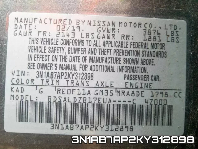 3N1AB7AP2KY312898 фото 2