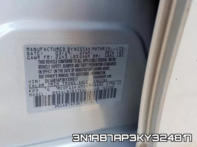 3N1AB7AP3KY324817 фото 2