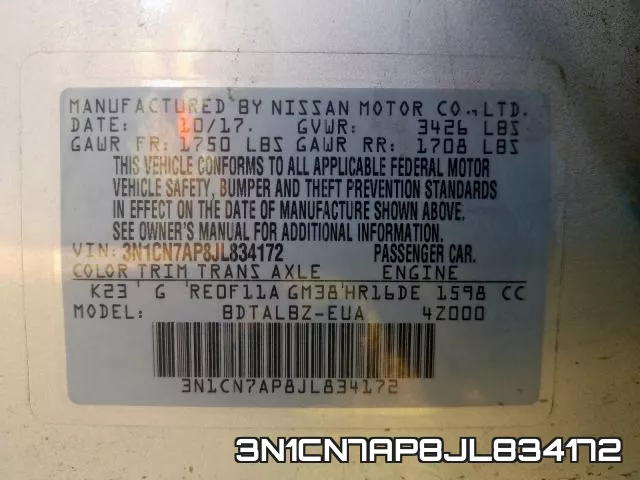 3N1CN7AP8JL834172 фото 2