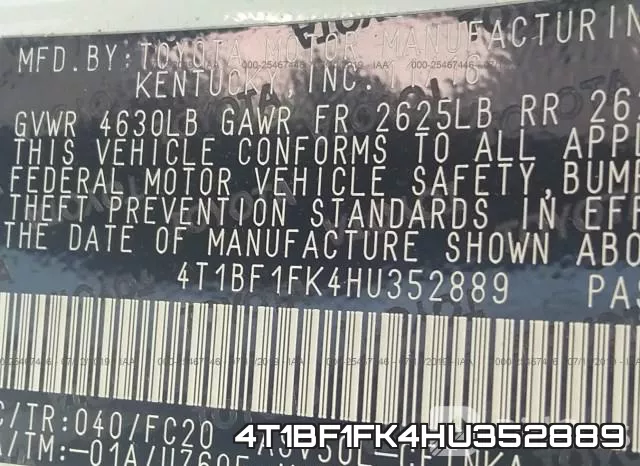 4T1BF1FK4HU352889 фото 9