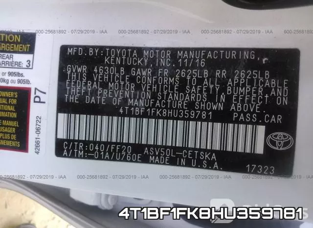 4T1BF1FK8HU359781 фото 7