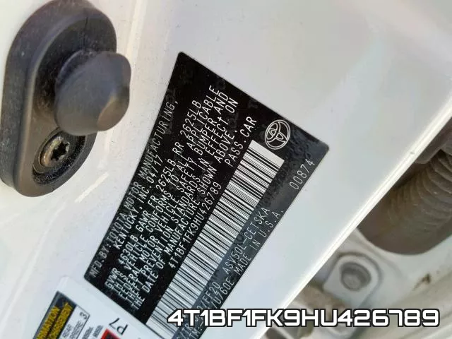4T1BF1FK9HU426789 фото 2