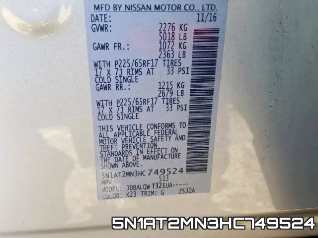 5N1AT2MN3HC749524 фото 2