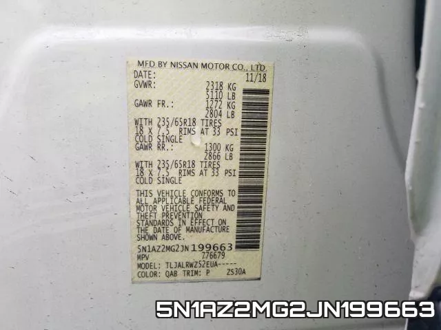 5N1AZ2MG2JN199663 фото 2