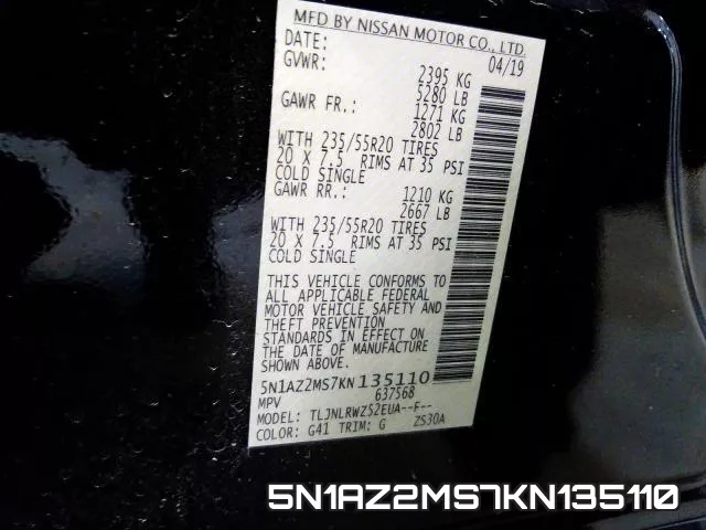 5N1AZ2MS7KN135110 фото 2