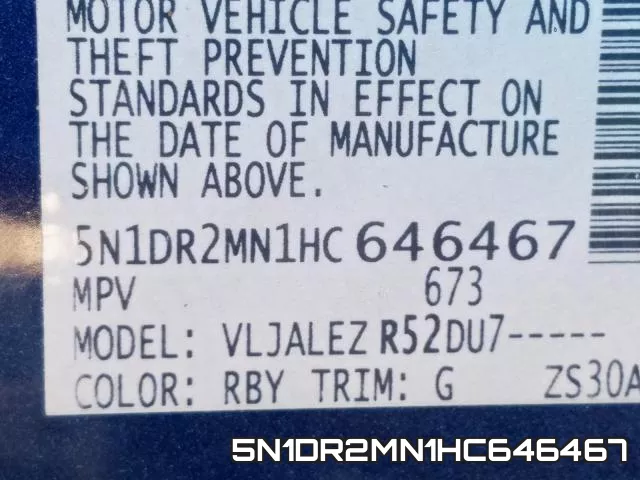 5N1DR2MN1HC646467 фото 2
