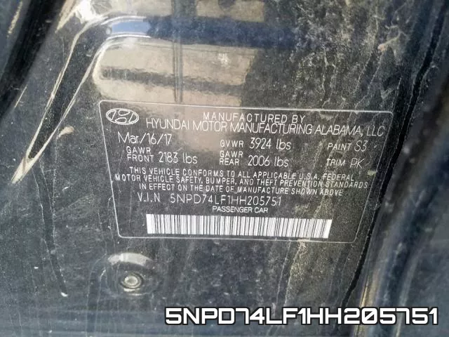 5NPD74LF1HH205751 фото 2