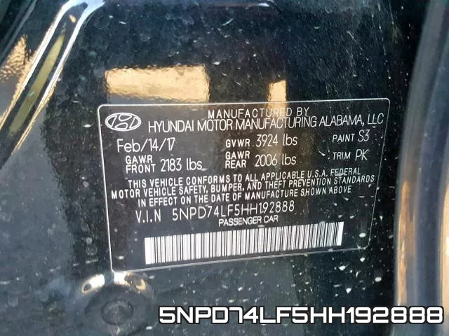 5NPD74LF5HH192888 фото 2