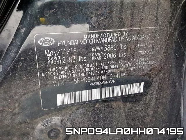 5NPD94LA0HH074195 фото 2