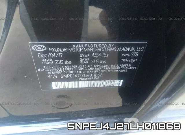 5NPEJ4J27LH011868 фото 9