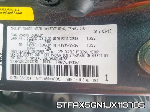 5TFAX5GN1JX113785 фото 2