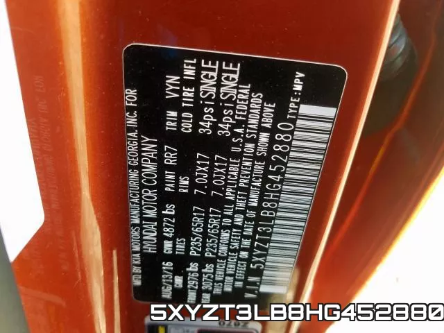 5XYZT3LB8HG452880 фото 2
